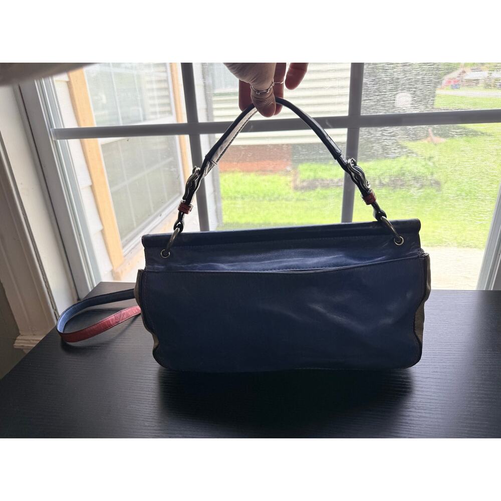 Coach Legacy Leather Turnlock Flap Shoulder Bag Blue Red Cream Crossbody Y2K Era - Picture 5 of 16
